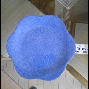 Blue Scalloped Plastic Serving Tray